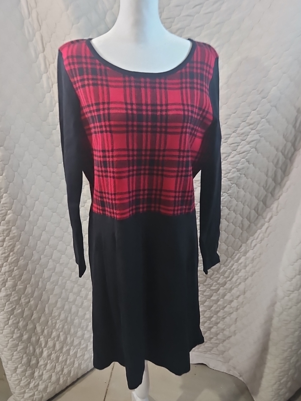 Chaps Buffalo Plaid Sweater Dress